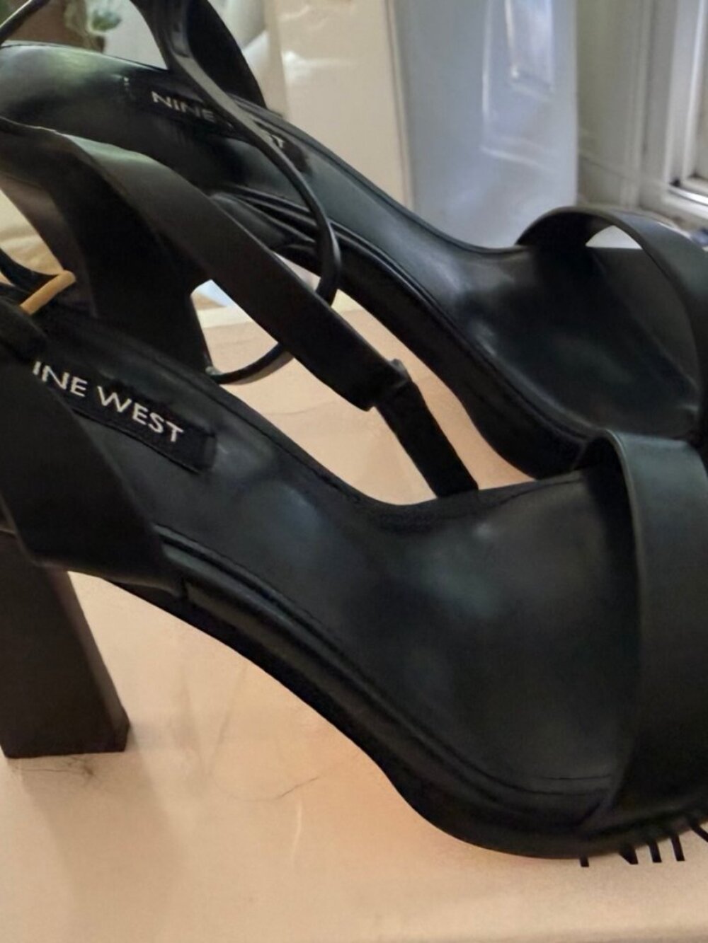 Nine West Black Square Toe Slingback Heeled Sandals Size 7M NIB